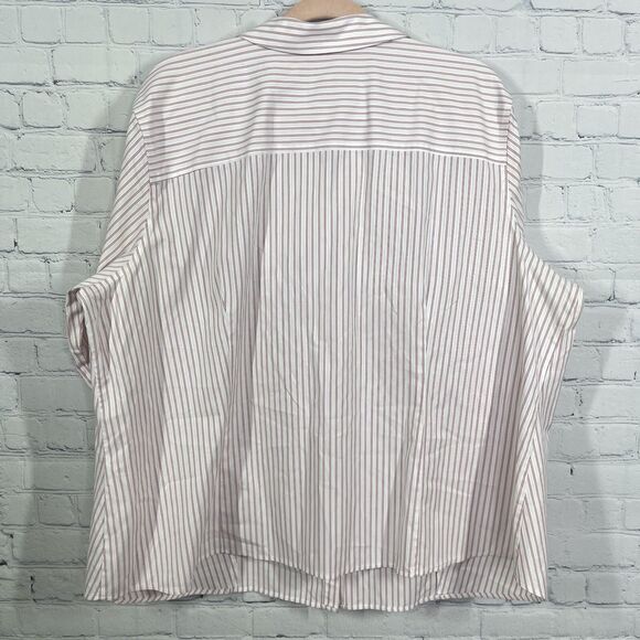 Talbots Button Shirt Women Size 22WP Striped Red White Wrinkle Resistant Office - Picture 3 of 11